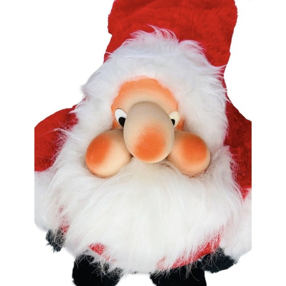 Vintage Santa Plush Christmas Doll Rennoc 1982 Stuffed Figure Gnome Rubber Face - Picture 3 of 8